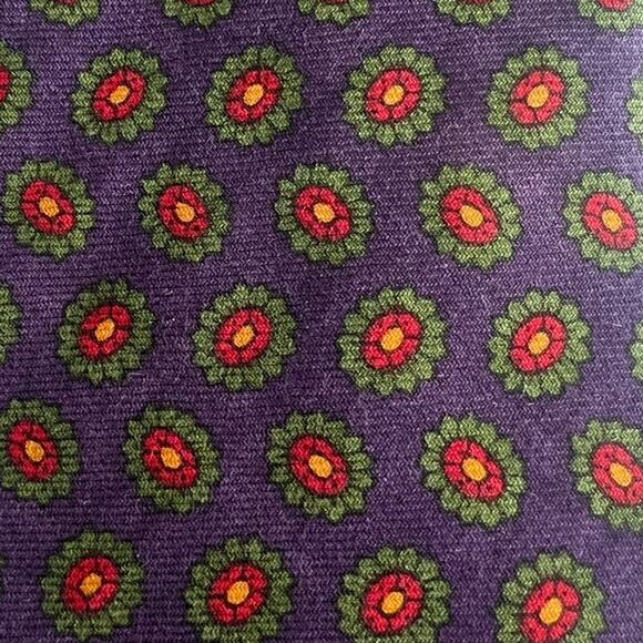 Polo by Ralph Lauren Men's Tie 57" Navy Blue Floral 100% Wool Handmade In Italy - Picture 11 of 14